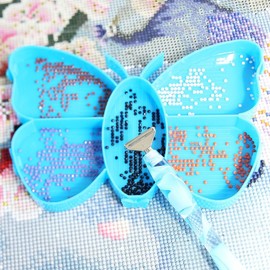 5 Grid Diamond Art Painting Tray Kits Butterfly Shape Drill Tray Plate Diamond Art Painting Pen Nail Art Beading Plates Cross Stitch Tools Kit(Blue)