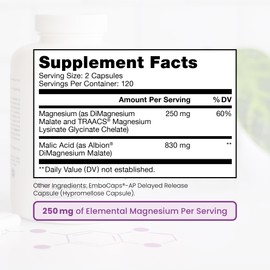 Pure TheraPro Rx Optimum Magnesium Lysinate Glycinate & Di-Magnesium Malate, Made in USA | 4 Month Supply | Chelated for Maximum Absorption, Supports Bone Health & Energy, 240 Count