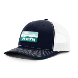 Hoth National Park Patch - Cotton Snapback Hat - Breathable Mesh Side for Casual Wear & Outdoor Activities - Baseball Cap Women and Men (Navy Front/White Mesh)