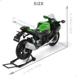 Risopen 1:12 Motorcycle Model Toy for Kawasaki Ninja ZX-10R Metal Die-cast with Plastic Motorcycle Model for Welly No Assembly Required Mini Finished Moto Gift for Adult（Green）