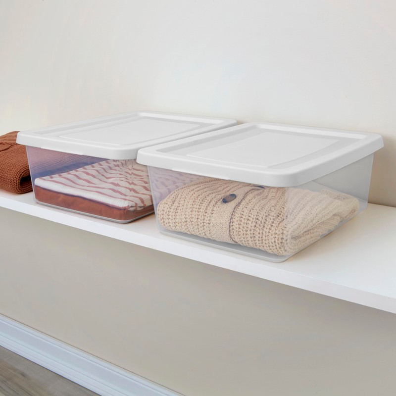 Sterilite 30 Pack Storage Box, 12 Quart Stackable Tote, Clear