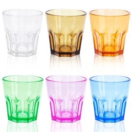 DIBALIYI 6 PCS Plastic Cups Reusable, Plastic Tumblers for Children, Premium Coloured Drinking Glasses for Adults Party, Stackable Acrylic Cups for Home Camping Picnic BBQ, 6 Colors