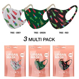 Basic Sense CHRISTMAS Copper Ion Infused Washable Reusable Face Coverings Masks Made In South Korea (Christmas Tree 3 pack)
