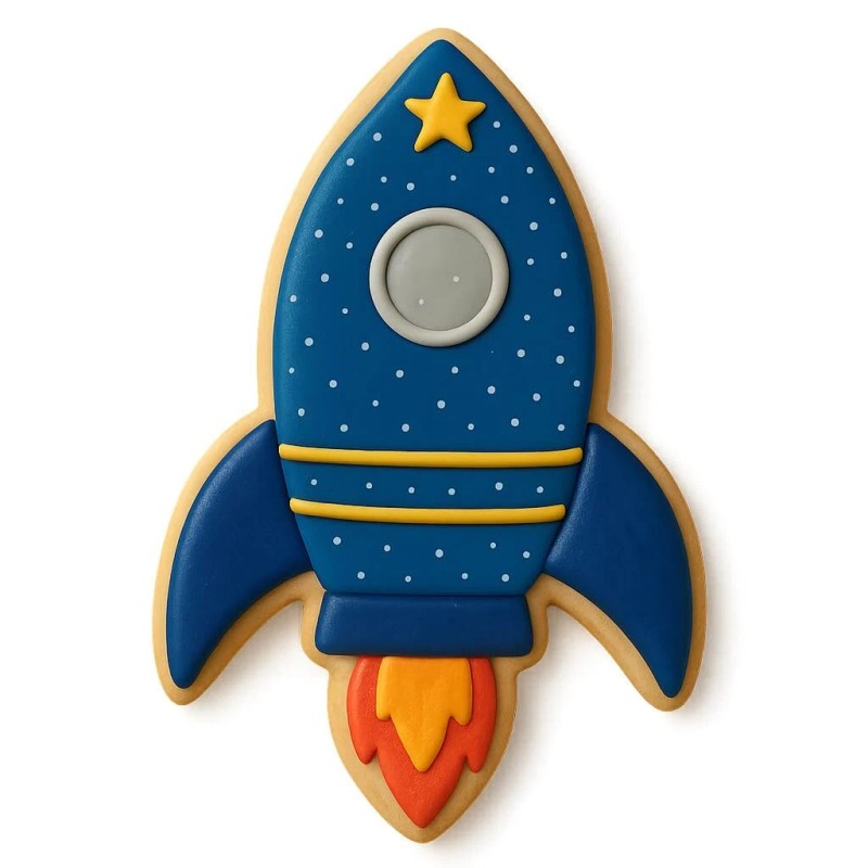 Mighty Gadget Space Rocket Cookie Cutter & Stamp Set, model