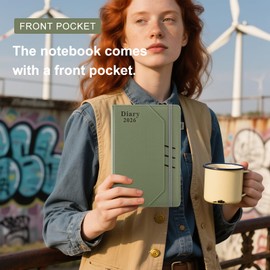 Academic Diary 2026 Page a Day A5 Year Planner 2026 Day to Page Daily Planner Organiser from January 2026 to December 2026 Productivity Diary with Pocket (Green)