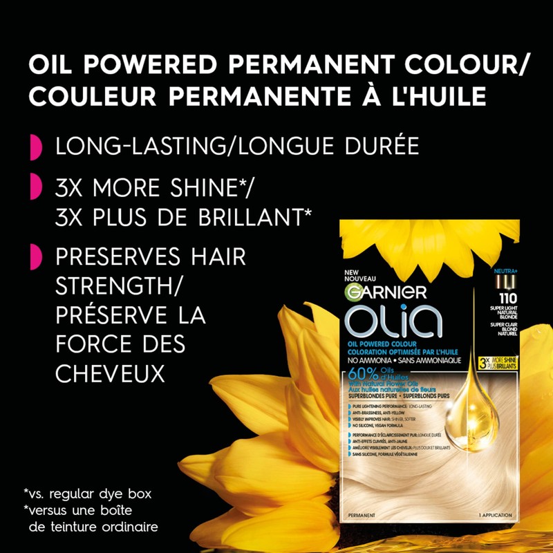 Garnier Olia Permanent Hair Dye, Ammonia-Free Hair Color, 110 Super