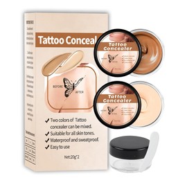 Tattoo Cover Up Makeup, Waterproof Tattoo Cover Up 2pcs, Scar Concealer Waterproof, Body Makeup for Scars Birthmarks, Long-Lasting Smudge-Proof, Portable Concealer Kit (Light & Dark)
