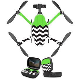 MightySkins Skin Compatible with GoPro Karma Drone Headphones wrap Cover Sticker Skins Lime Chevron