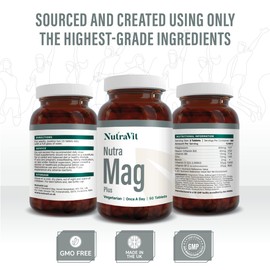 NUTRAMAG Plus - 2400mg Magnesium Citrate Tablets | Magnesium Tablets – 60 Super Strength Tablets - Magnesium Supplements for Women and Men – Contains Zinc, Vitamin B3, B12 and D3 - NutraVit