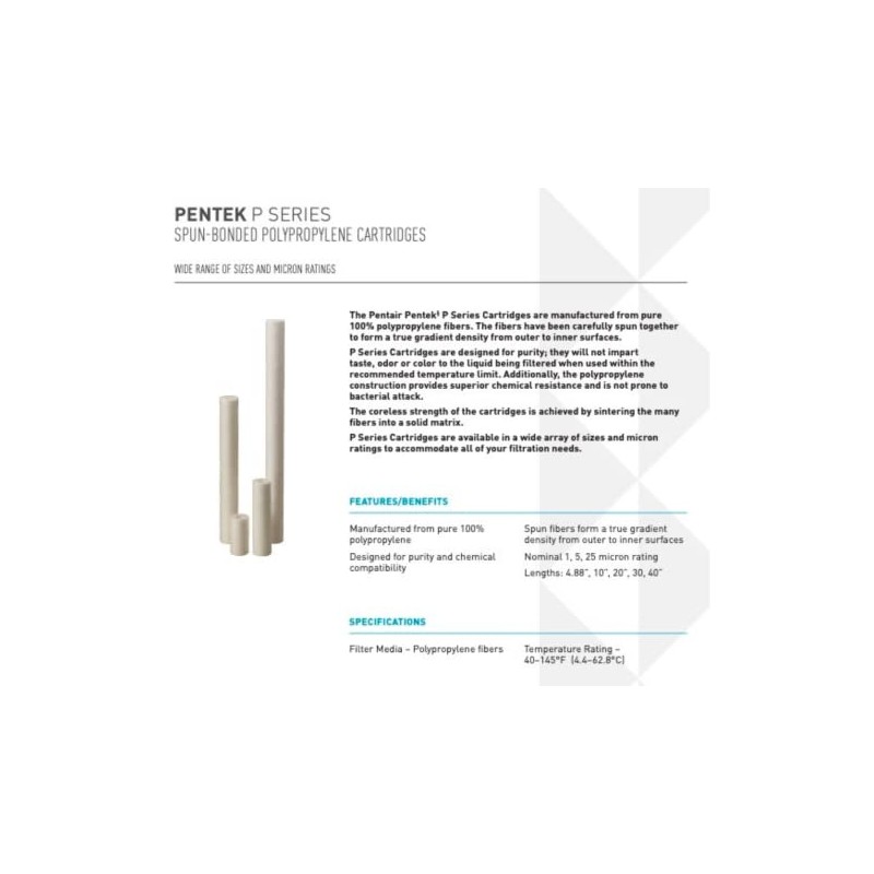 Pentair Pentek P1 Sediment Water Filter, 10-Inch, Under Sink Spun-Bonded