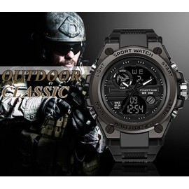 findtime Military Watches for Men Waterproof Tactical Watches Men Army Digital Sports Outdoor Stopwatch LED Survival Tough Electronic Alarm Clock Black Gold Wrist Watch