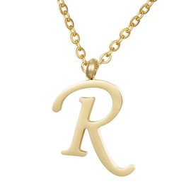 Morella Ladies' Necklace with Letter Pendant, Stainless Steel Gold, in Gift Bag., Stainless Steel