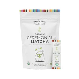 Two Leaves and a Bud Té Verde Matcha Ceremonial Orgánico, 100  Matcha Japonés En Polvo, 1,5 G, Porciones Individuales, Paquete De 10                  