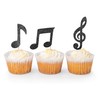 Clovercrafts 12 x Black Glitter Music Note Cupcake Toppers –