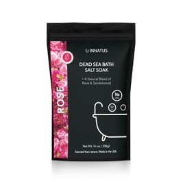 Dead Sea Soothing Bath Salt Soak with 21 Minerals – Relaxing, Detoxifying, and Nourishing for Skin – 14oz, Infused with Essential Oils – Rejuvenate Mind & Body. (Rose)