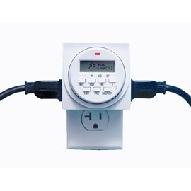 Chicago Pneumatic FBA_95205 Digital Timer Programmable for Lights Lamps Dual 110v 15 Amp Outlets, Silver