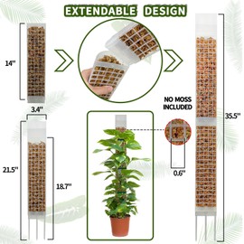 HYYZ Moss Pole,4PCS 18.7-Inch Plastic Moss Pole for Plants Monstera, Self-Watering Monstera Plant Support - Large Moss Poles for Climbing Plants Monstera. (4, White)