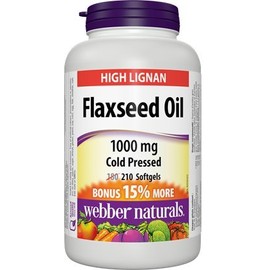 Webber Naturals Cold Pressed Certified Organic Flaxseed Oil Softgel 1000mg 210 SoftGels