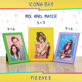 Icona Bay 7x5 Picture Frames (Yellow, 3 Pack), Coloured Solid Wood Scandinavian Style Frames for Photos, Pizzazz Collection