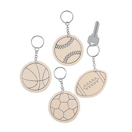CYO WOOD SPORTS BALL KEYCHAINS - Craft Kits - 12 Pieces
