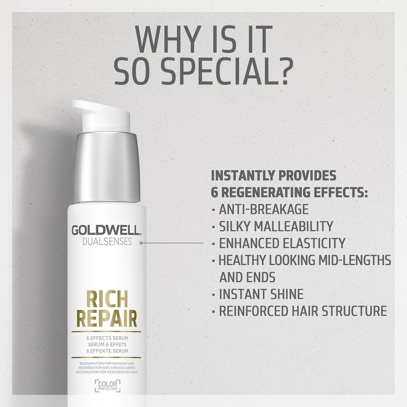 Goldwell Dual Senses Rich Repair 6 Effects Serum, 3.4 Ounce