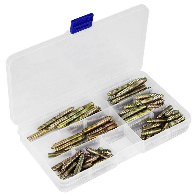 90pcs M6 Dowel Screw Woodworking Furniture Connector Double Ended Screw