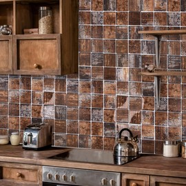 Parrotile Glass Backsplash Tile for Kitchen Bathroom Wall Antique Bronze Brown 2x2 Glass Mosaic Tiles (Box of 5 Sheets)