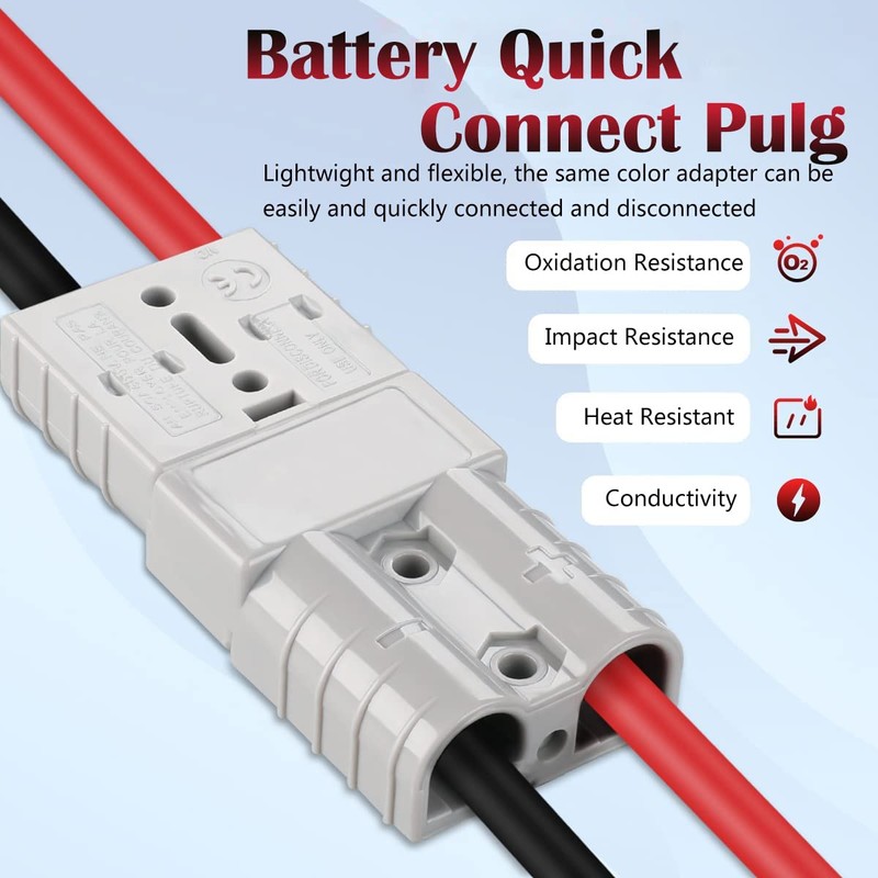 50A Battery Quick Connect Disconnect Connector Plug with 10AWG O