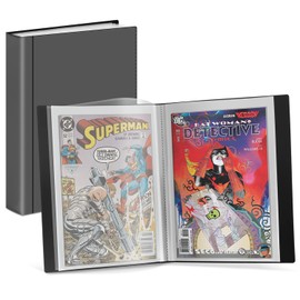 Dunwell Comic Book Storage Album - For Current, Silver Age, Regular Bagged and Boarded, Binder with 6 Super Heavyweight Sleeves, Clear View Cover and Spine, Acid-Free, Gift for Comic Collectors