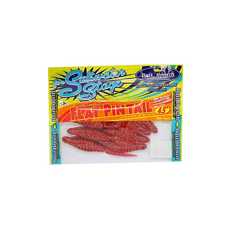 Bait Breath(ベイトブレス) ワーム フラットピンテール4.5インチ #S117 レッド/ゴールド.