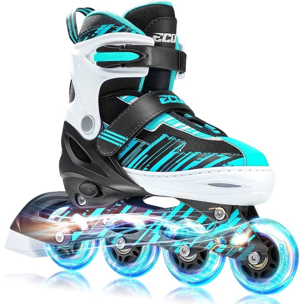 ECOO Adjustable Inline Skates Boys and Girls with Light up Wheels，Roller Blades for Kids Ages 4-12, Women Roller Skates for Beginner Outdoor and Indoor