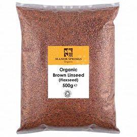 Organic Brown Linseed (Flaxseed) 500g by Manor Springs Organic