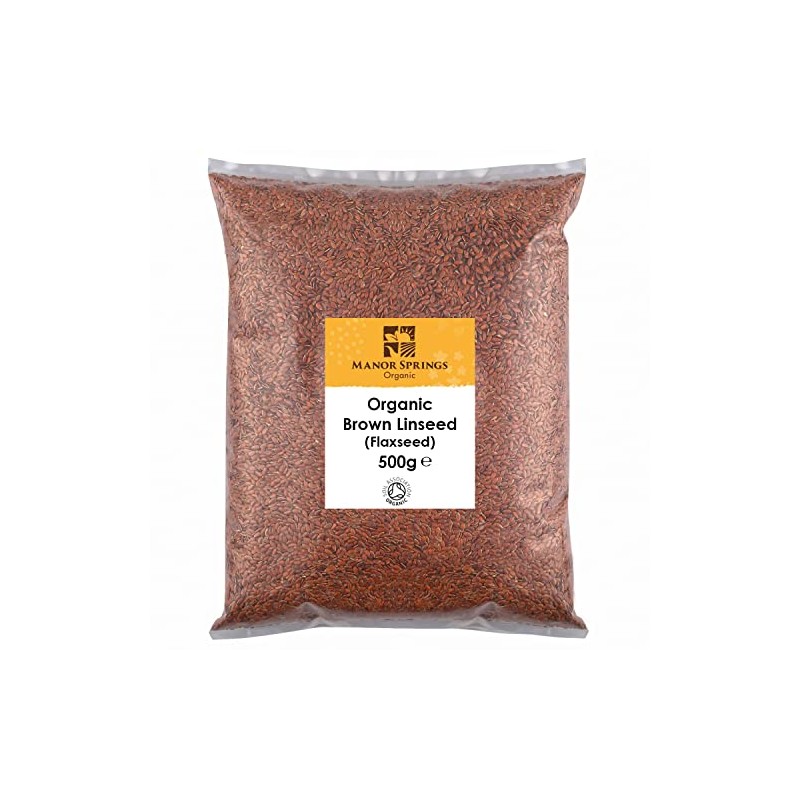 Organic Brown Linseed (Flaxseed) 500g by Manor Springs Organic