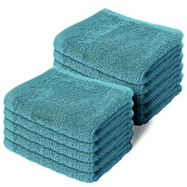 Makooz 10 Flannels Face Cloth Pack - 500 GSM 100% Cotton Towel Set - Quick Dry and Absorbent Wash Cloth - Easy Drying Kitchen and Bath Flannel for Home Spa and Professional Use (Kingfisher 30x30 CM)