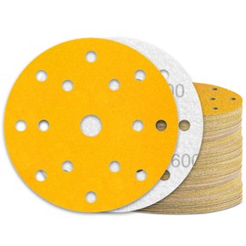 KONGMING 60 Pcs 150mm Sanding Discs 600 Grit Hook and Loop 15 Hole for Random Orbital Sander