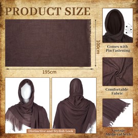 Medieval Knight Leather Men Renaissance Half Shoulder Cape Scarf Buckle Bracers Retro Sword Frog (Brown)