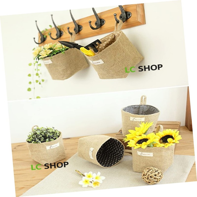 ABOOFAN 1PCS Small Storage Baskets Bag Cotton Linen Hanging Storage