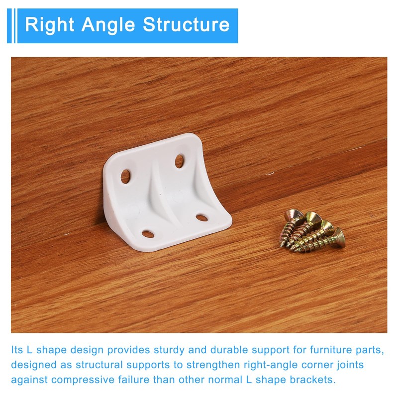sourcing map 12Pcs 90 Degree Plastic Corner Braces, 23x35.5x23mm Nylon
