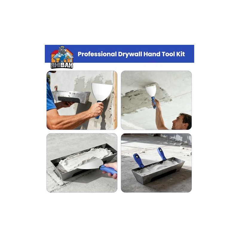 Drywall Hand Tools Kit, Drywall Knife Set with Putty Knives,