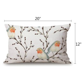 Solekla Throw Pillow Cover Adorable Bird Decorative Pillow Case Home Decor 20x12 Inches Pillowcase