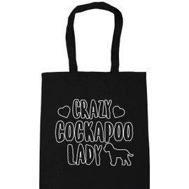 Hippowarehouse Crazy cockapoo lady - dog Tote Shopping Gym Beach Bag 42cm x38cm, 10 litres