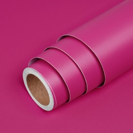 LACHEERY 15.8"x276" Bright Pink Wallpaper Stick and Peel Girls Bedroom Hot Pink Contact Paper Waterproof Decorative Removable Wall Paper Roll for Living Room Accent Walls Wardrobe Dresser Vinyl Sheet