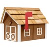 Amish-Made Deluxe Post Mount Wooden Mailbox with Cedar Shingles (Chestnut