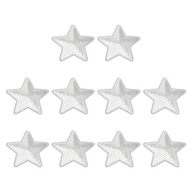 PATIKIL Star Patches for Clothes, 10 Pcs 3.35x3.43 Inch Sequin Star Iron Embroidered on Decorative for Holes Hats Jeans Repair Bags DIY Craft, Silver