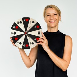 speecheese Playing Cards Wall Clock Clock with Card Game Heart Spades Check Cross Cards as Decoration for Lovers of Poker or Poker Cellar