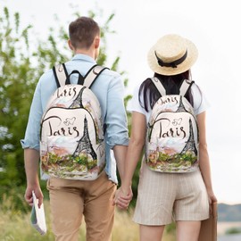 GVGOAGL Stylish School Backpack For Girls Boys Women Lightweight Canvas Laptop Bookbag Casual Daypack For Travel Work Hiking, Romantic Paris Eiffel Tower, Small, Daypack Backpacks