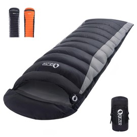 QEZER Down Sleeping Bag for Adults 600 Fill Power Cold Weather Sleeping Bag Ultralight Sleeping Bag with Compression Sack for Backpacking, Camping, Hiking