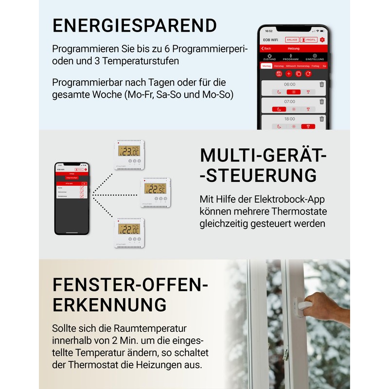 ELEKTROBOCK PT14-P WiFi - Smart WLAN Room Thermostat 230 V