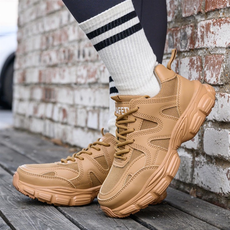 COOU Work Shoes Women's Lightweight Safety Shoes Non-Slip Sporty Steel