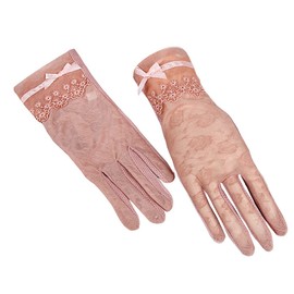 Women's Summer Driving Gloves Lace Sun Uv Protection Outdoor Soft, Dark Pink
